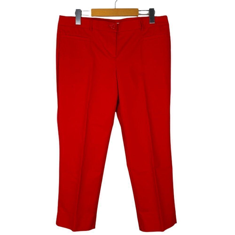 DALIA WOMEN'S Red Cropped Stretch Capri Chino Pant with Hem Slit